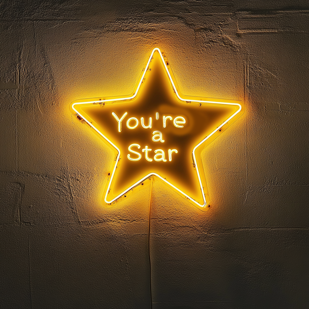 "You're a Star" - Yellow Neon Sign, 18 Inches