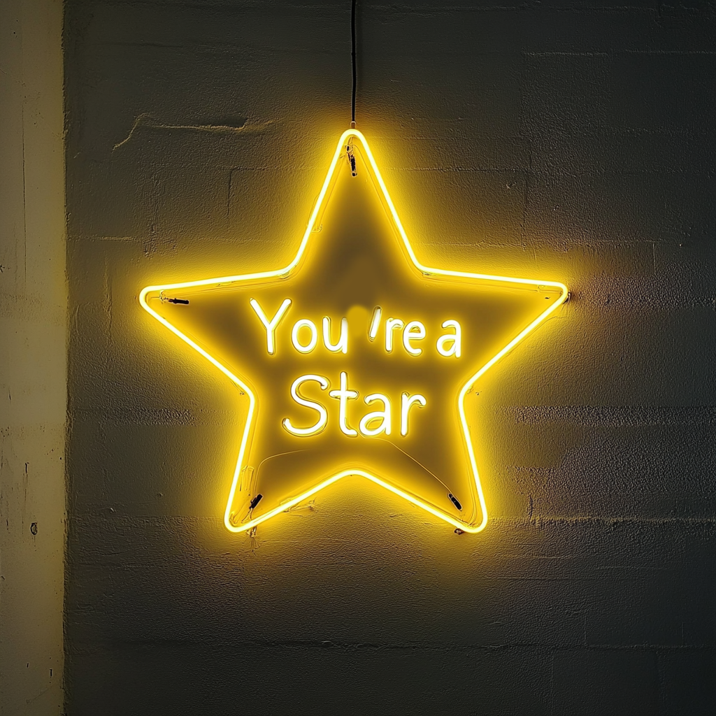 "You're a Star" - Yellow Neon Sign, 18 Inches