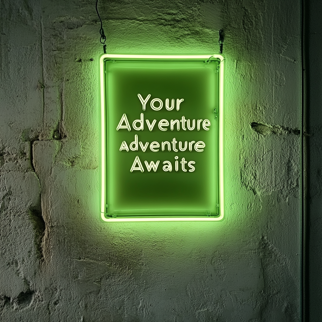 "Your Adventure Awaits" - Green Neon Sign, 18 Inches