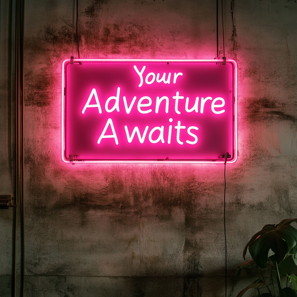 "Your Adventure Awaits" - Pink Neon Sign, 18 Inches