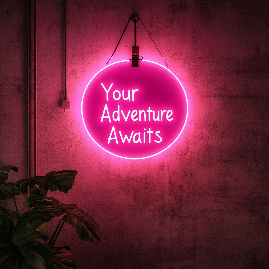 "Your Adventure Awaits" - Pink Neon Sign, 18 Inches