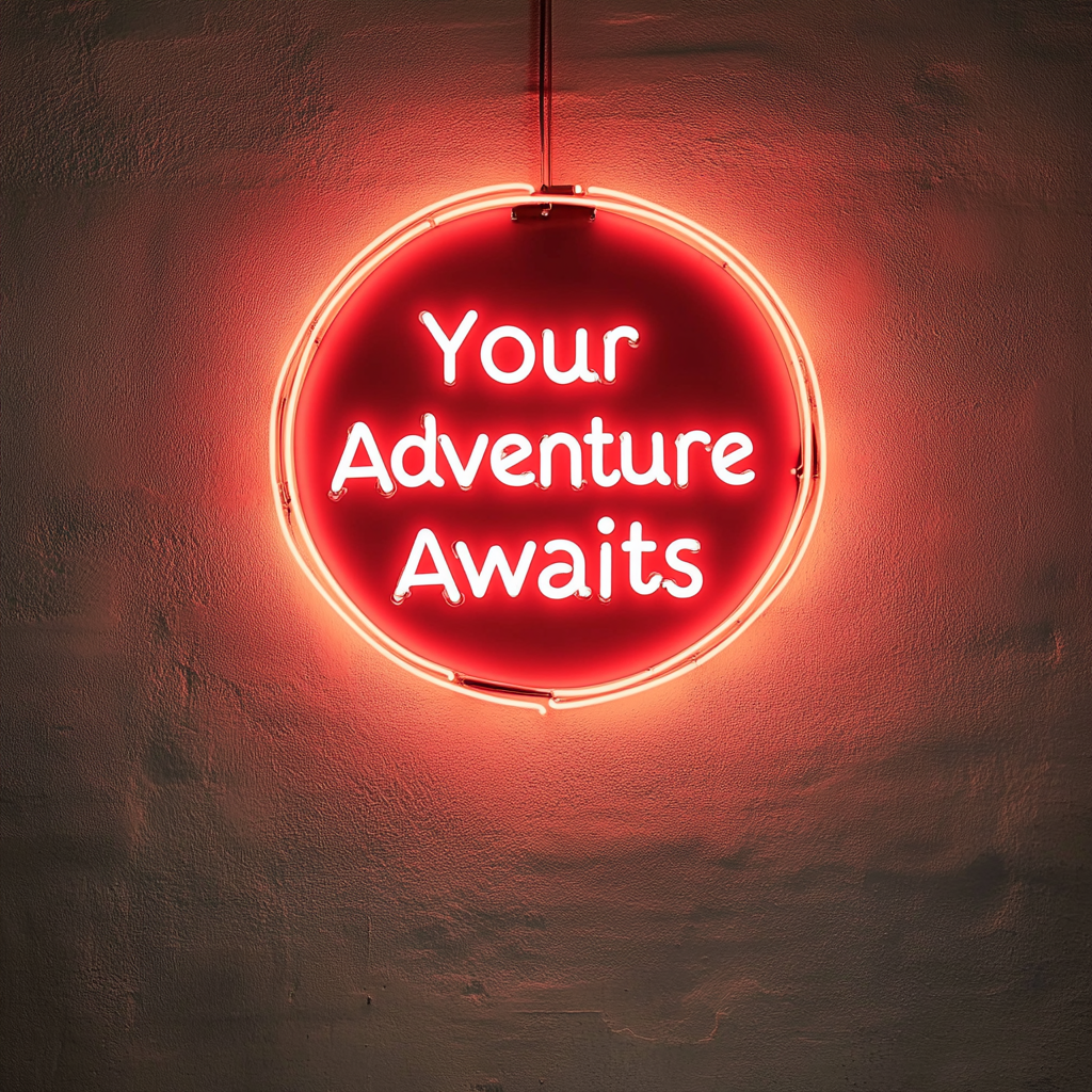 "Your Adventure Awaits" - Red Neon Sign, 18 Inches