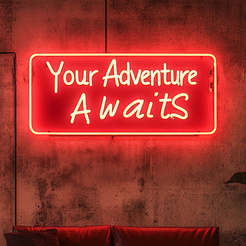 "Your Adventure Awaits" - Red Neon Sign, 18 Inches