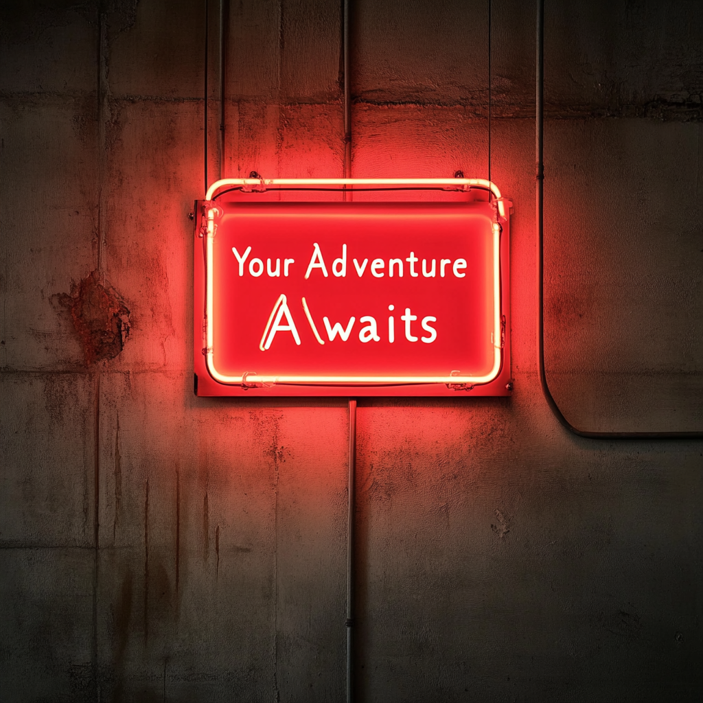 "Your Adventure Awaits" - Red Neon Sign, 18 Inches