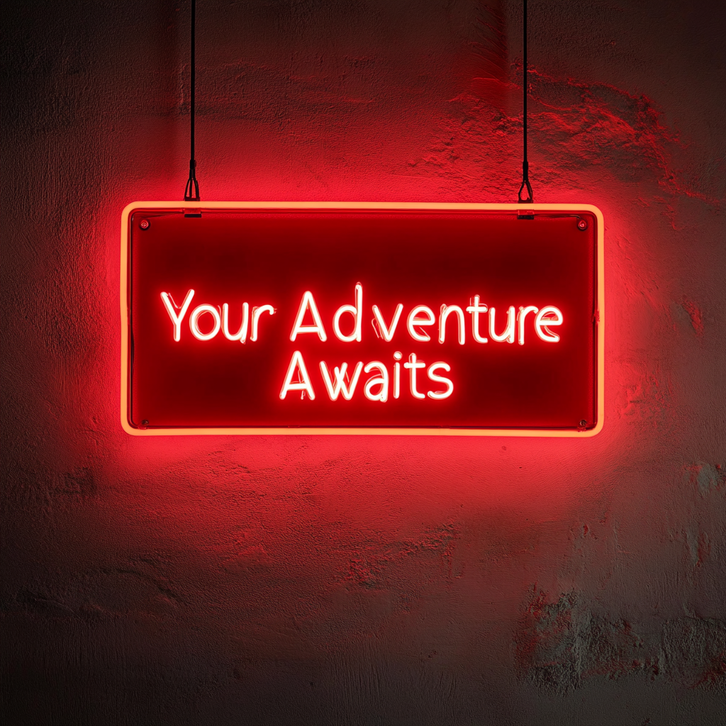 "Your Adventure Awaits" - Red Neon Sign, 18 Inches