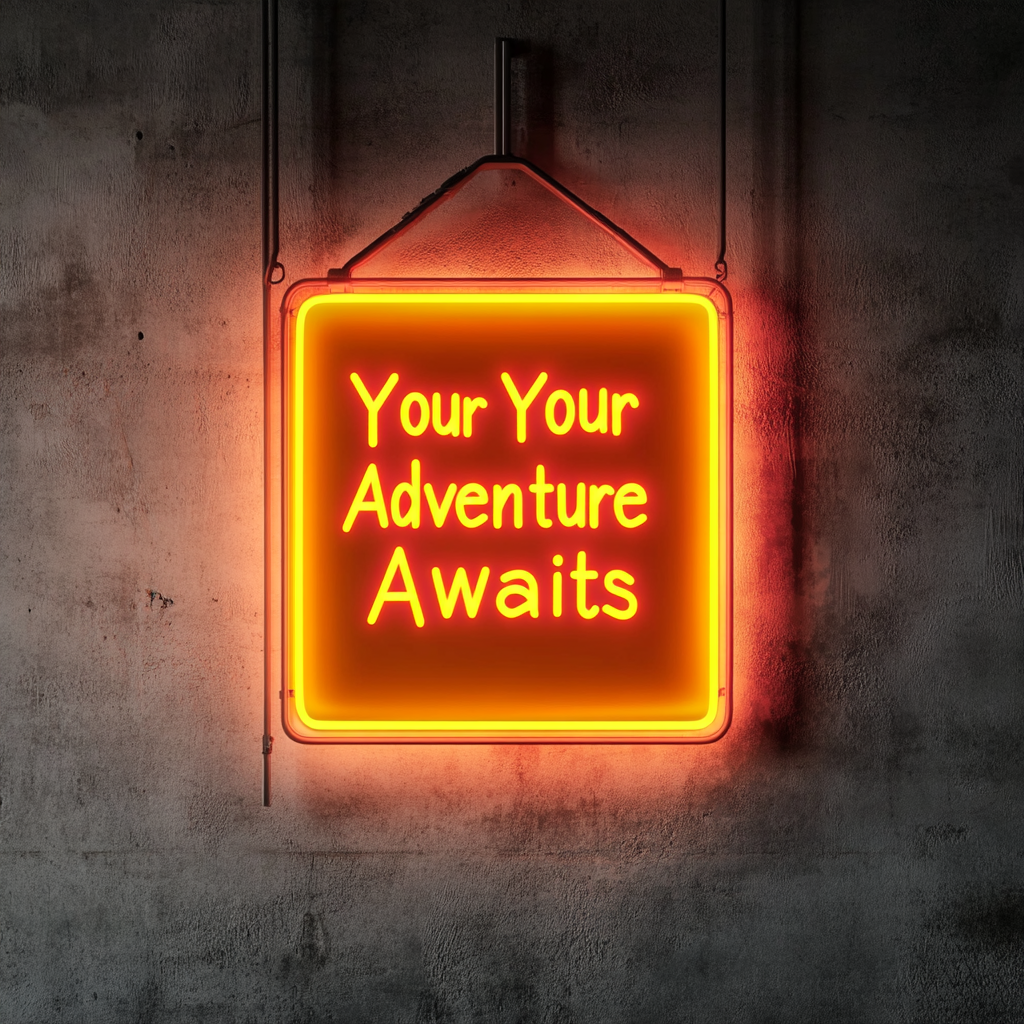 "Your Adventure Awaits" - Yellow Neon Sign, 24 Inches