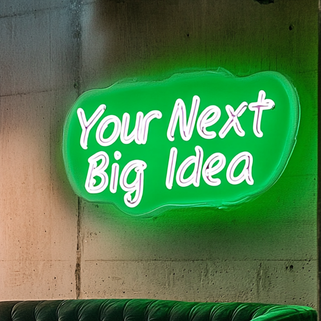 "Your Next Big Idea" - Green Neon Sign, 18 Inches