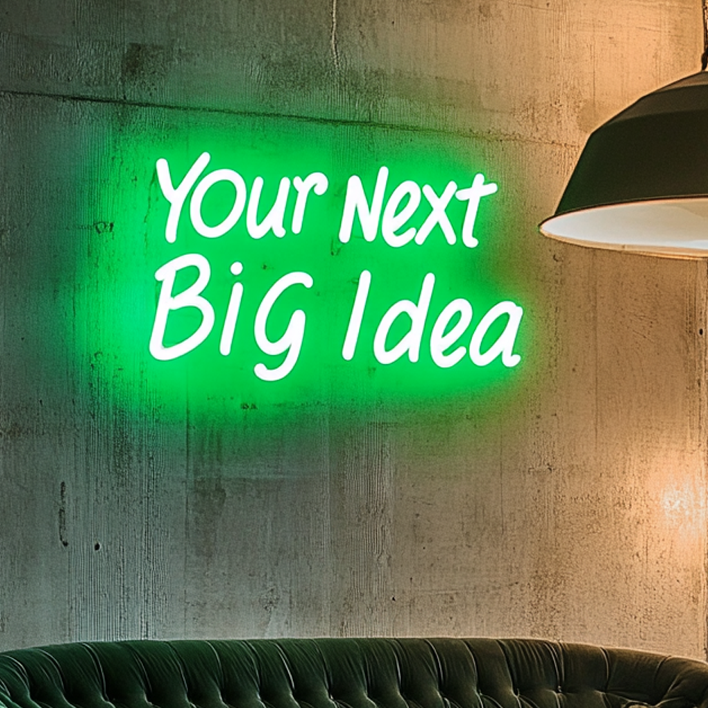 "Your Next Big Idea" - Green Neon Sign, 18 Inches