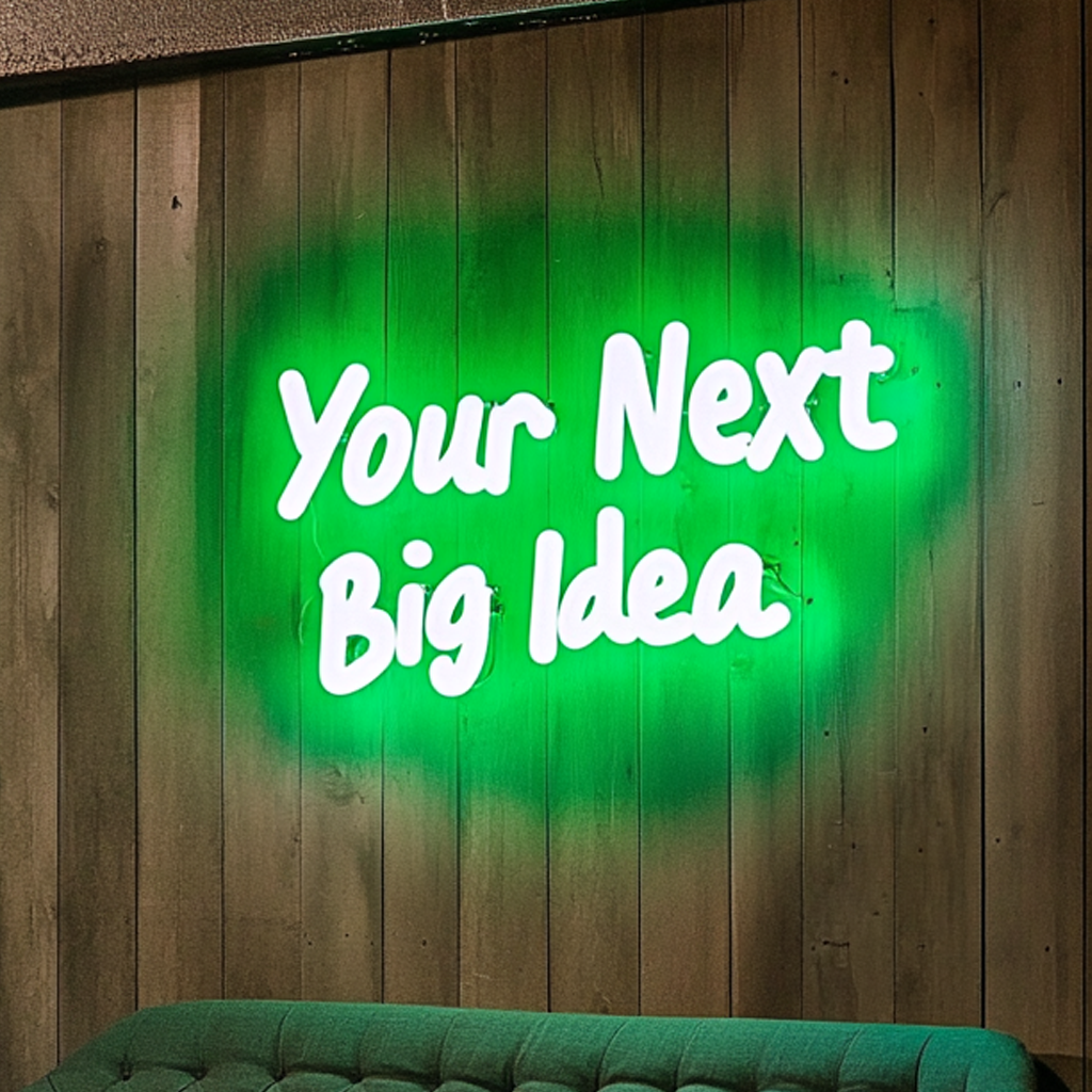 "Your Next Big Idea" - Green Neon Sign, 18 Inches