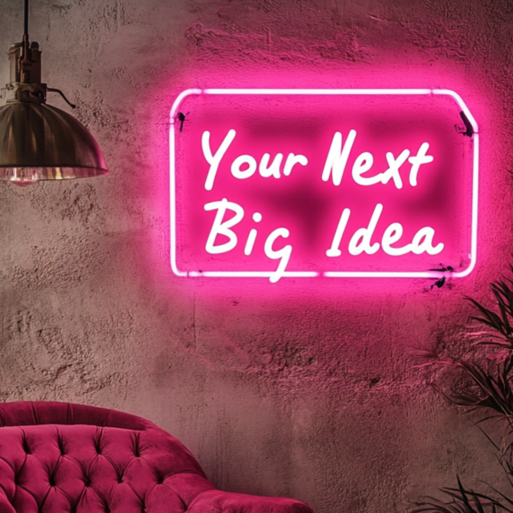 "Your Next Big Idea" - Pink Neon Sign, 18 Inches