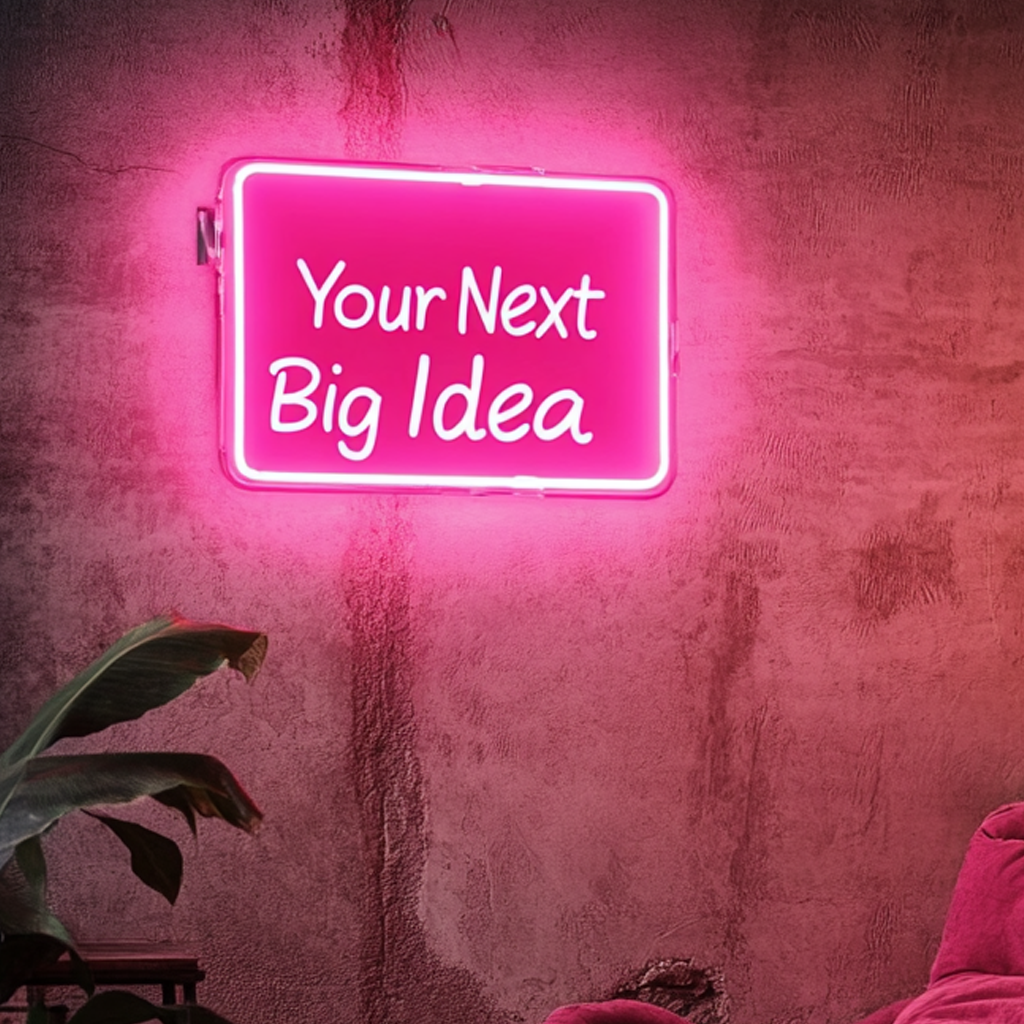 "Your Next Big Idea" - Pink Neon Sign, 18 Inches