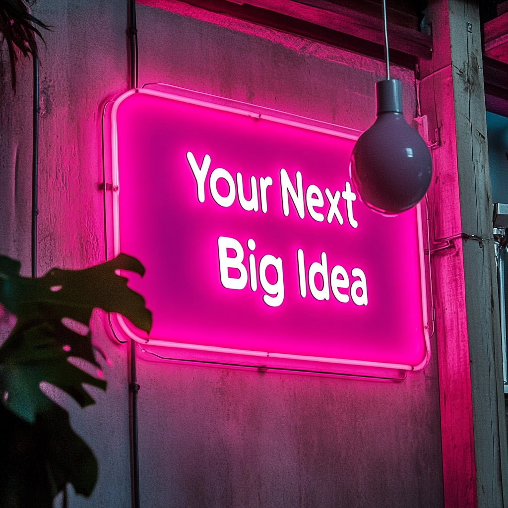 "Your Next Big Idea" - Pink Neon Sign, 18 Inches