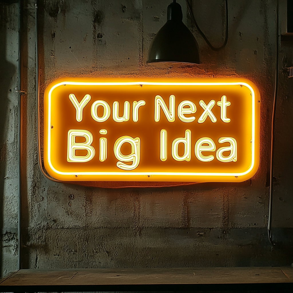 "Your Next Big Idea" - Yellow Neon Sign, 18 Inches