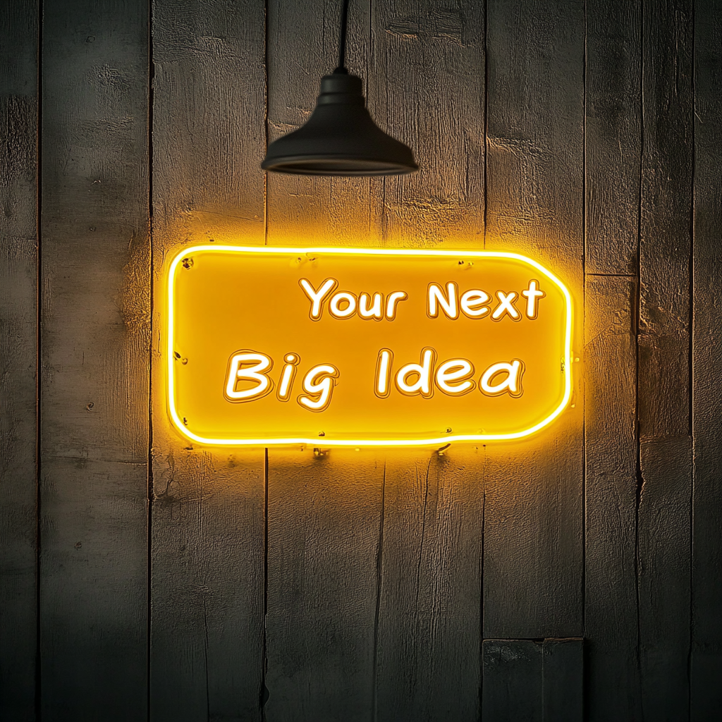 "Your Next Big Idea" - Yellow Neon Sign, 18 Inches