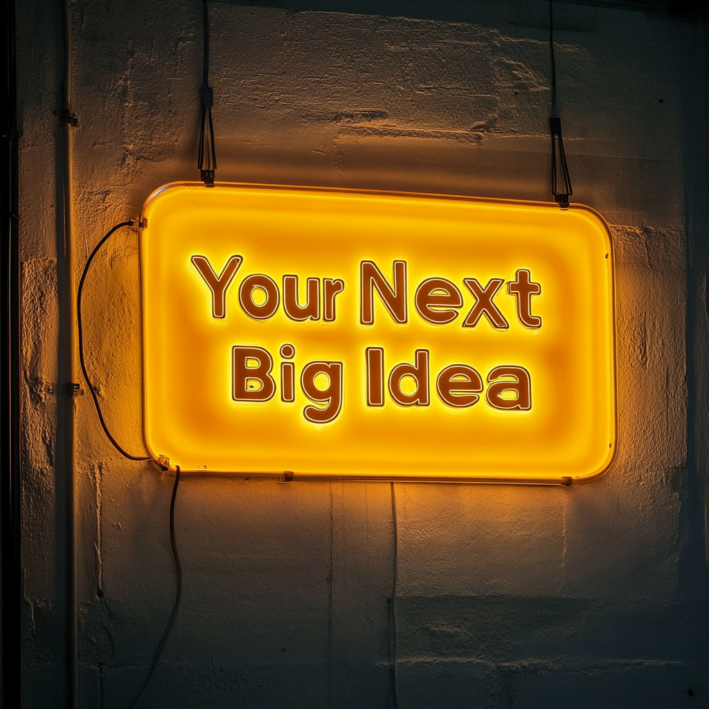 "Your Next Big Idea" - Yellow Neon Sign, 18 Inches