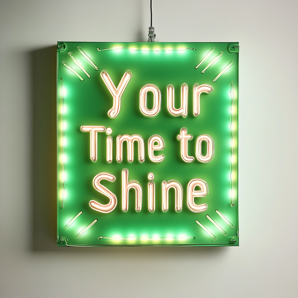 "Your Time to Shine" - Green Neon Sign, 18 Inches