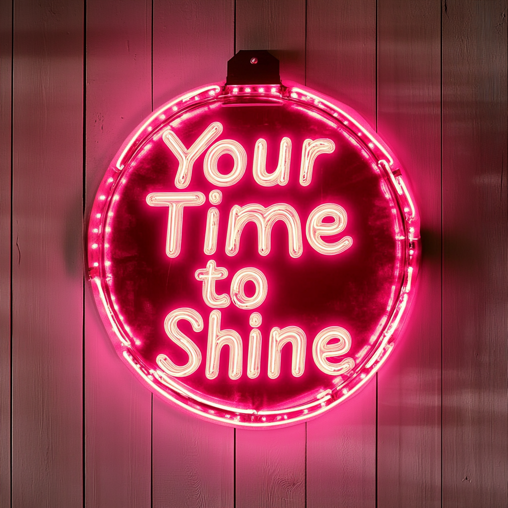 "Your Time to Shine" - Pink Neon Sign, 18 Inches