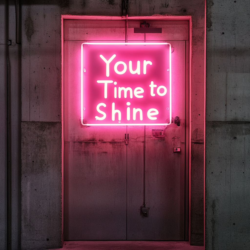"Your Time to Shine" - Pink Neon Sign, 24 Inches