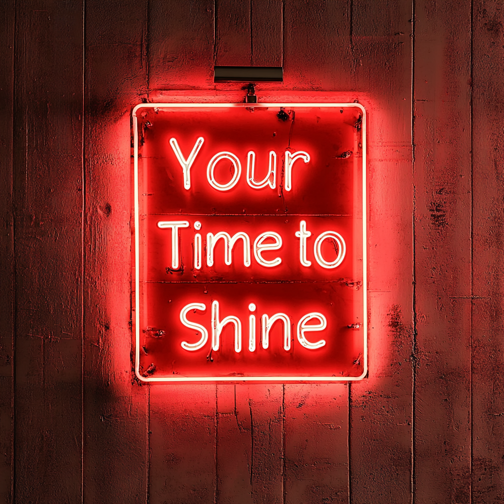 "Your Time to Shine" - Red Neon Sign, 18 Inches