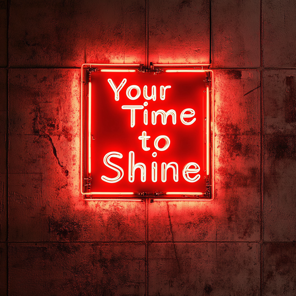 "Your Time to Shine" - Red Neon Sign, 18 Inches