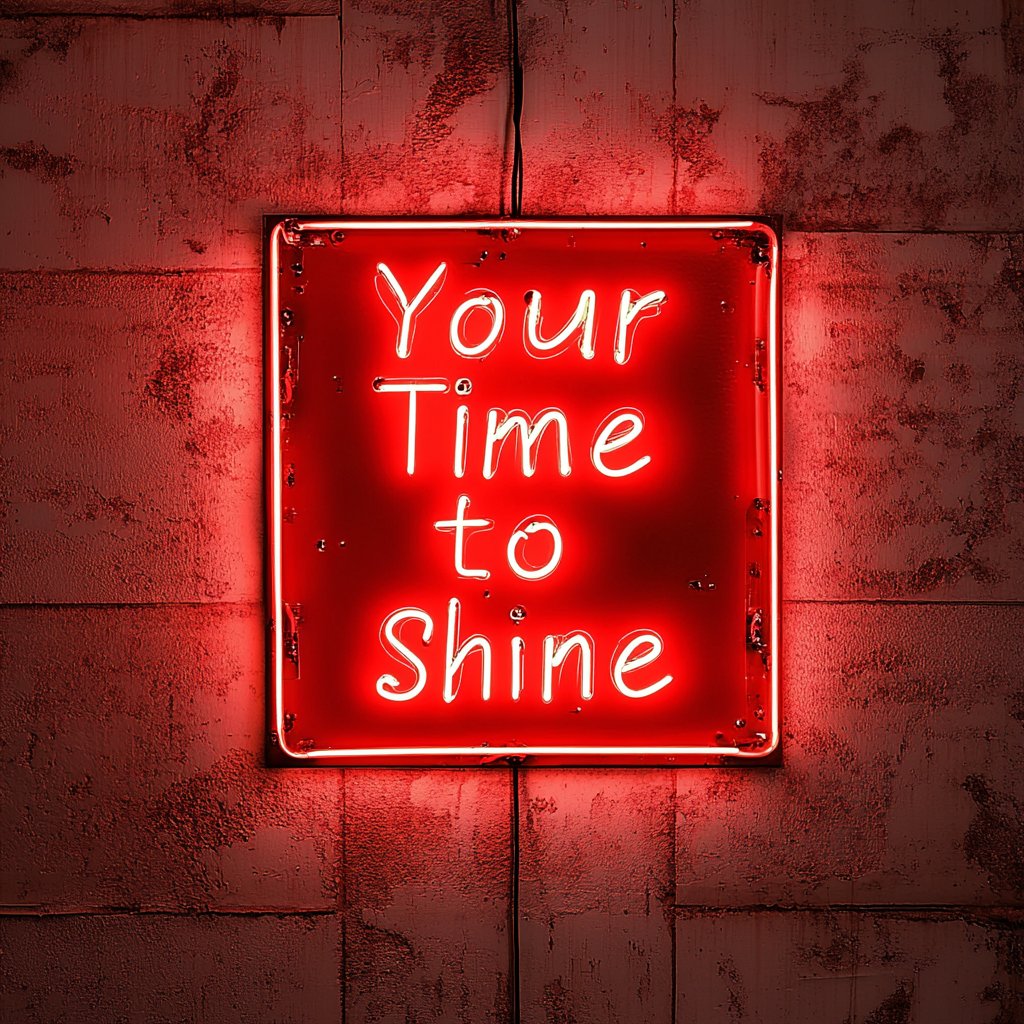 "Your Time to Shine" - Red Neon Sign, 18 Inches