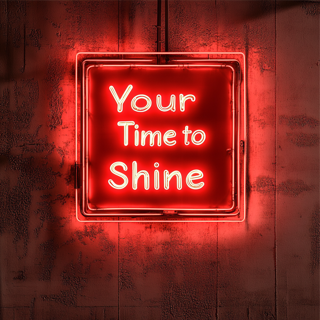 "Your Time to Shine" - Red Neon Sign, 18 Inches
