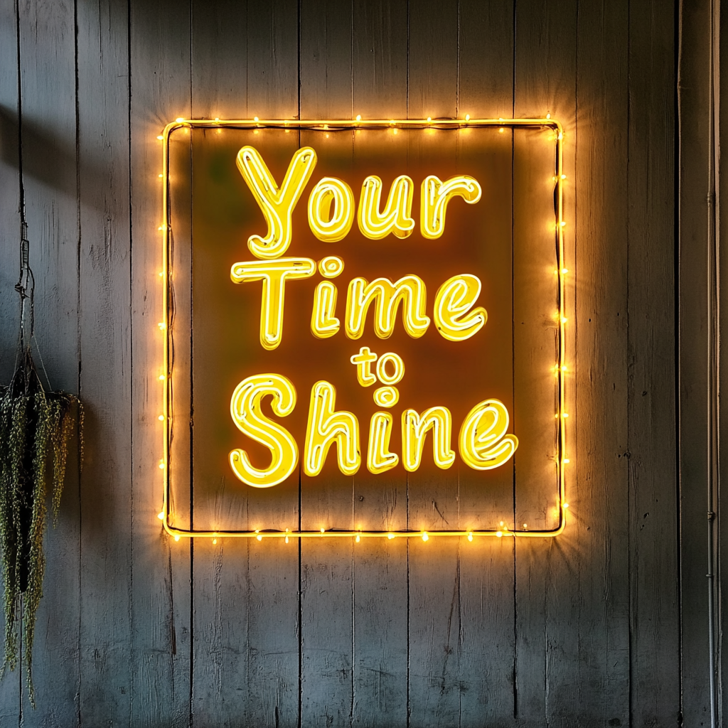 "Your Time to Shine" - Yellow Neon Sign, 18 Inches