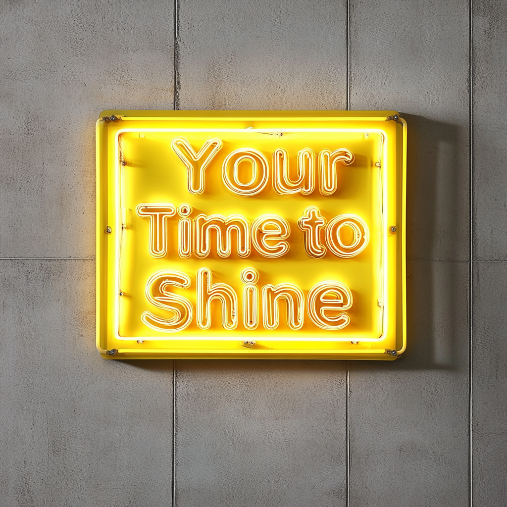 "Your Time to Shine" - Yellow Neon Sign, 18 Inches