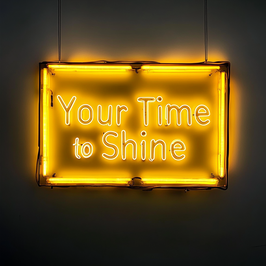 "Your Time to Shine" - Yellow Neon Sign, 18 Inches