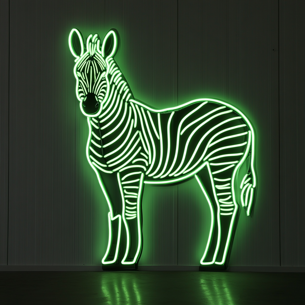 Zebra - Green Neon Sign, 24 Inches