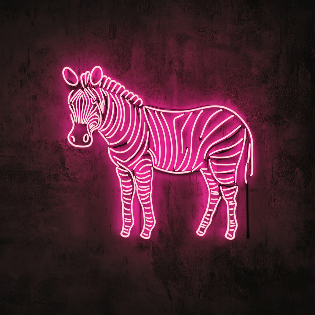 Zebra - Pink Neon Sign, 18 Inches