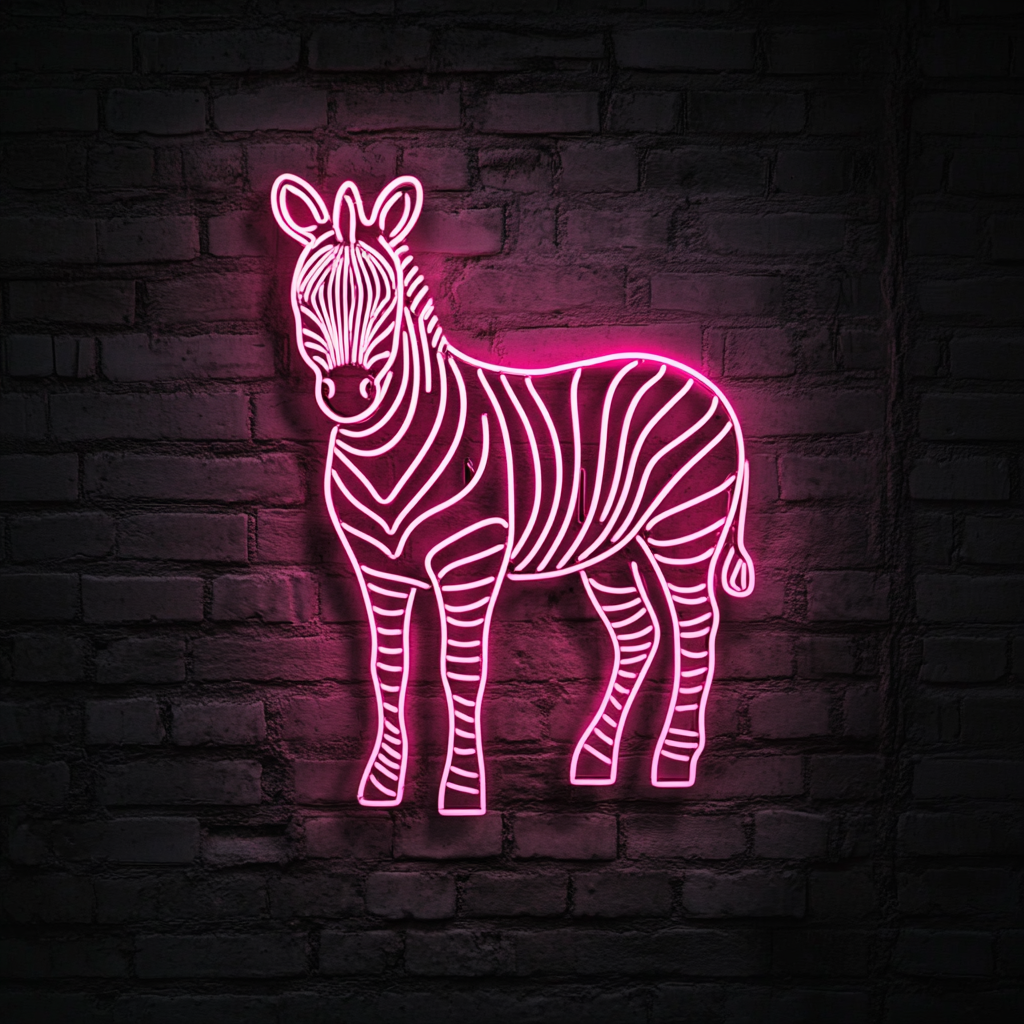 Zebra - Pink Neon Sign, 18 Inches