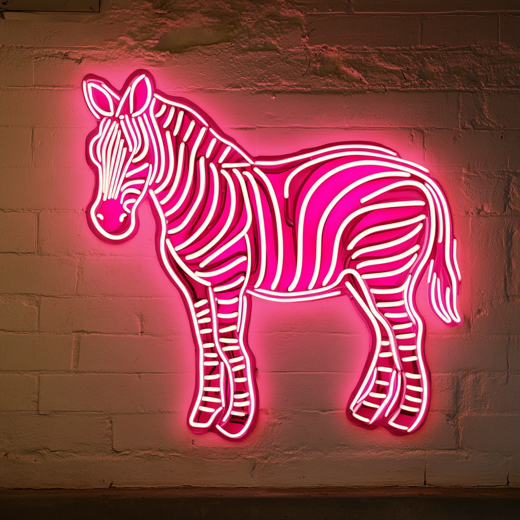 Zebra - Pink Neon Sign, 24 Inches