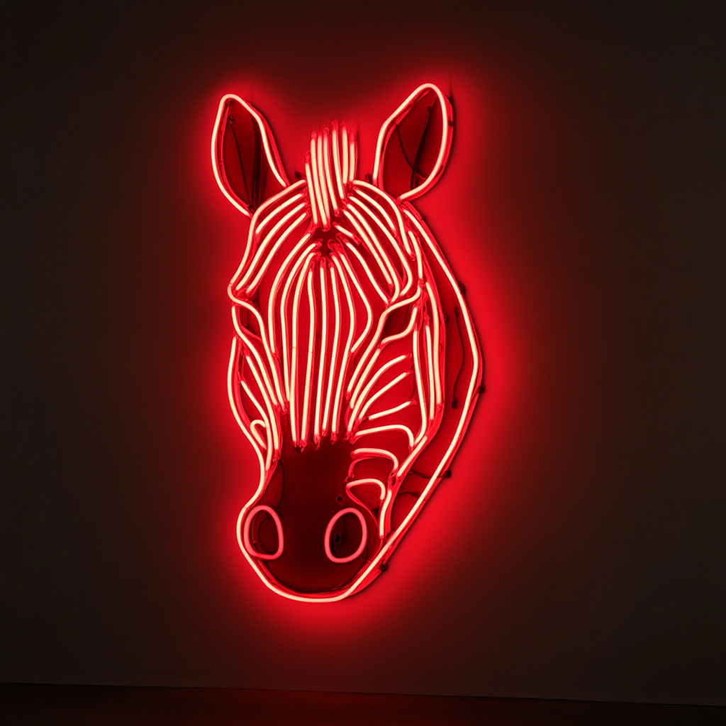 Zebra - Red Neon Sign, 18 Inches
