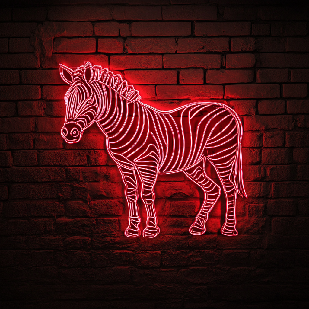 Zebra - Red Neon Sign, 18 Inches