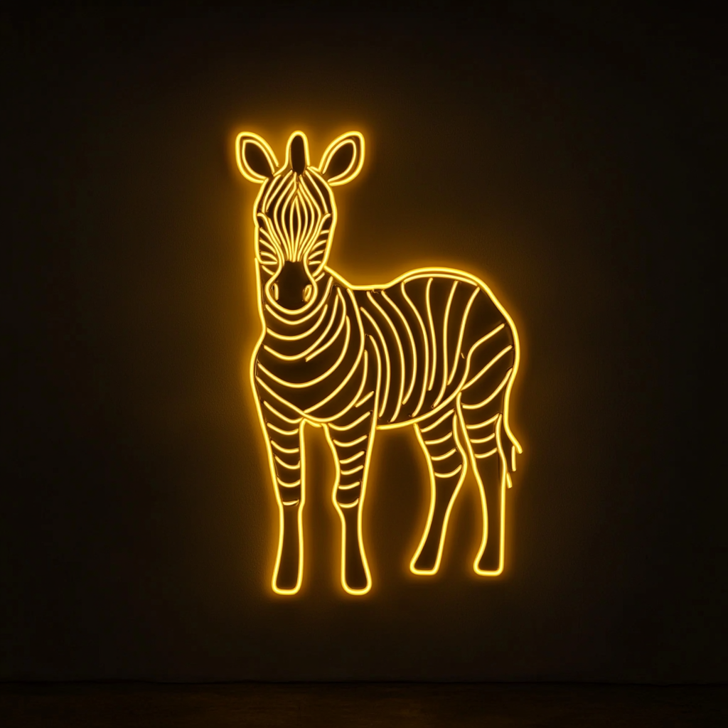 Zebra - Yellow Neon Sign, 24 Inches