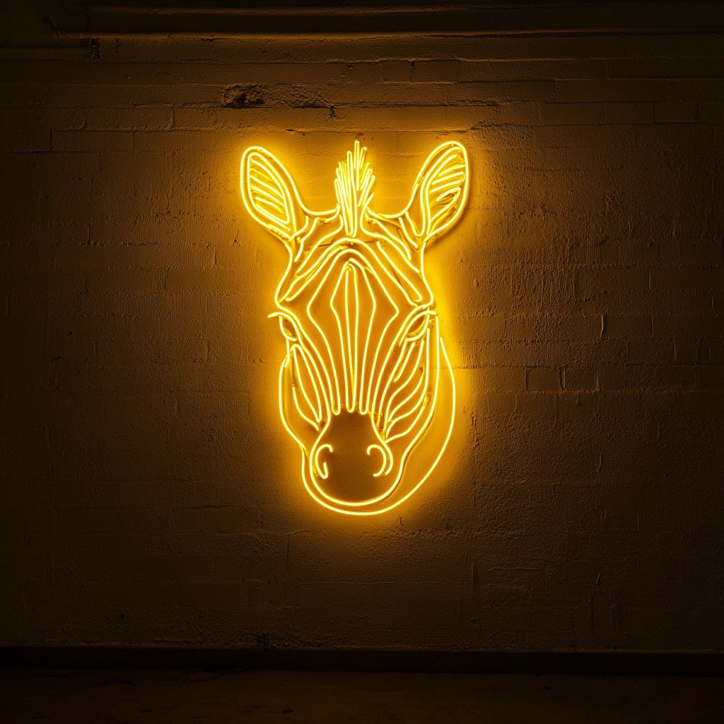 Zebra - Yellow Neon Sign, 18 Inches
